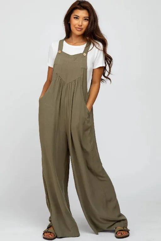 Plus Size Wide Leg Overalls Jumpsuit