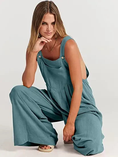 Plus Size Wide Leg Overalls Jumpsuit