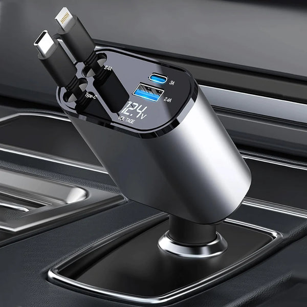 4 IN 1 Retractable Car Fast Charger